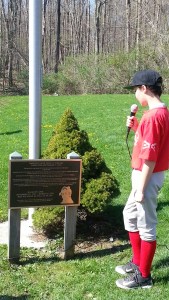 Joey DiPanfilo reading plaque at Field of Dreams